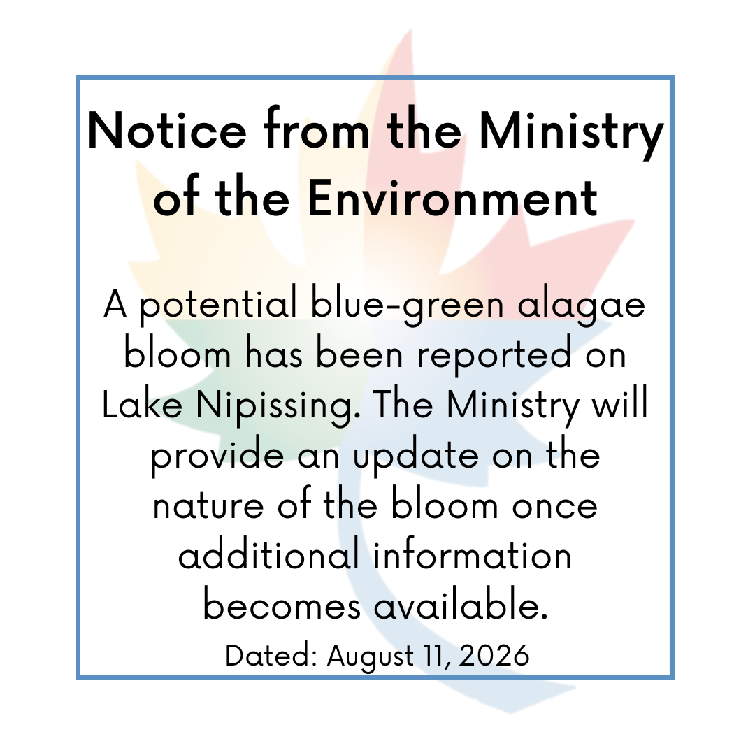 NOTICE FROM THE MINISTRY OF THE ENVIRONMENT, CONSERVATION AND PARKS